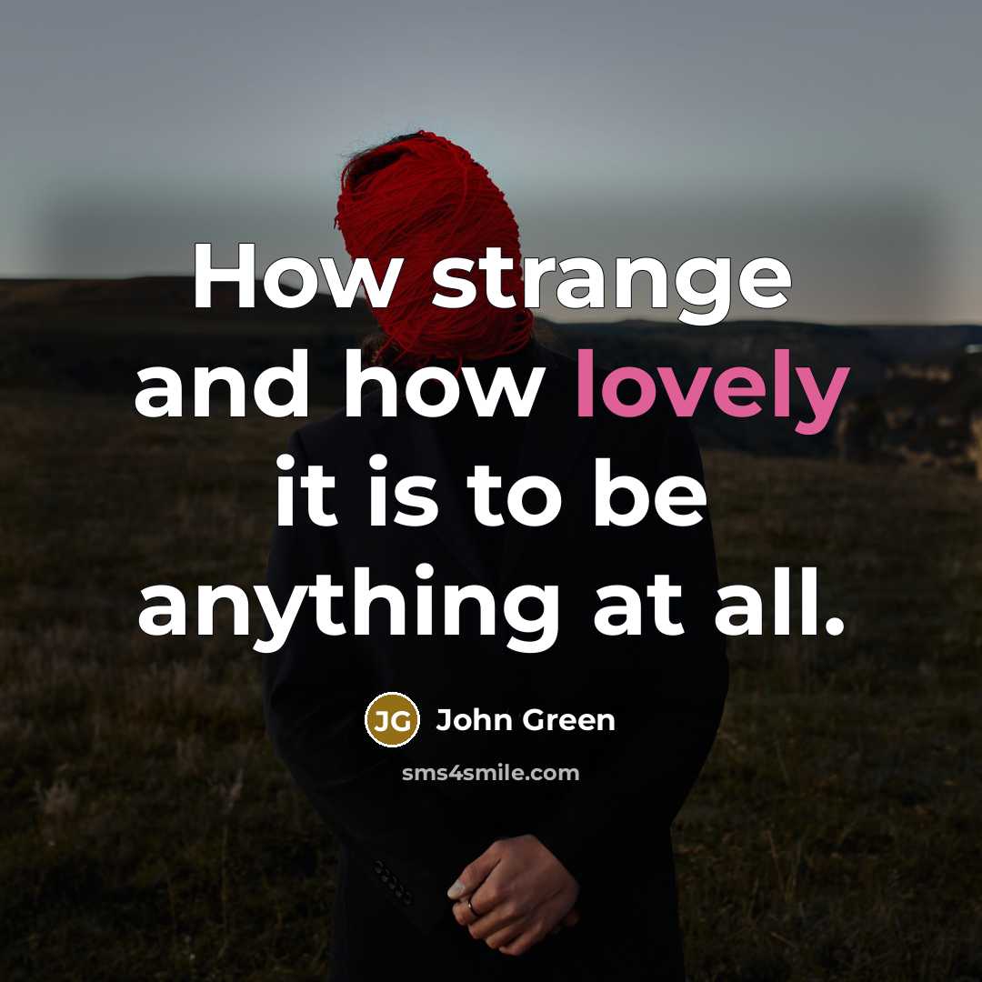 “How strange and how lovely it is to be anything…” quote by John Green