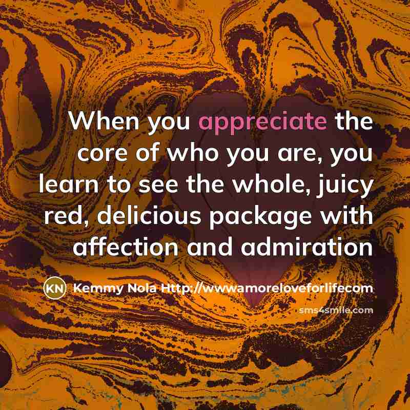 “When you appreciate the core of who you are, you…” quote by Kemmy Nola Http://wwwamoreloveforlifecom