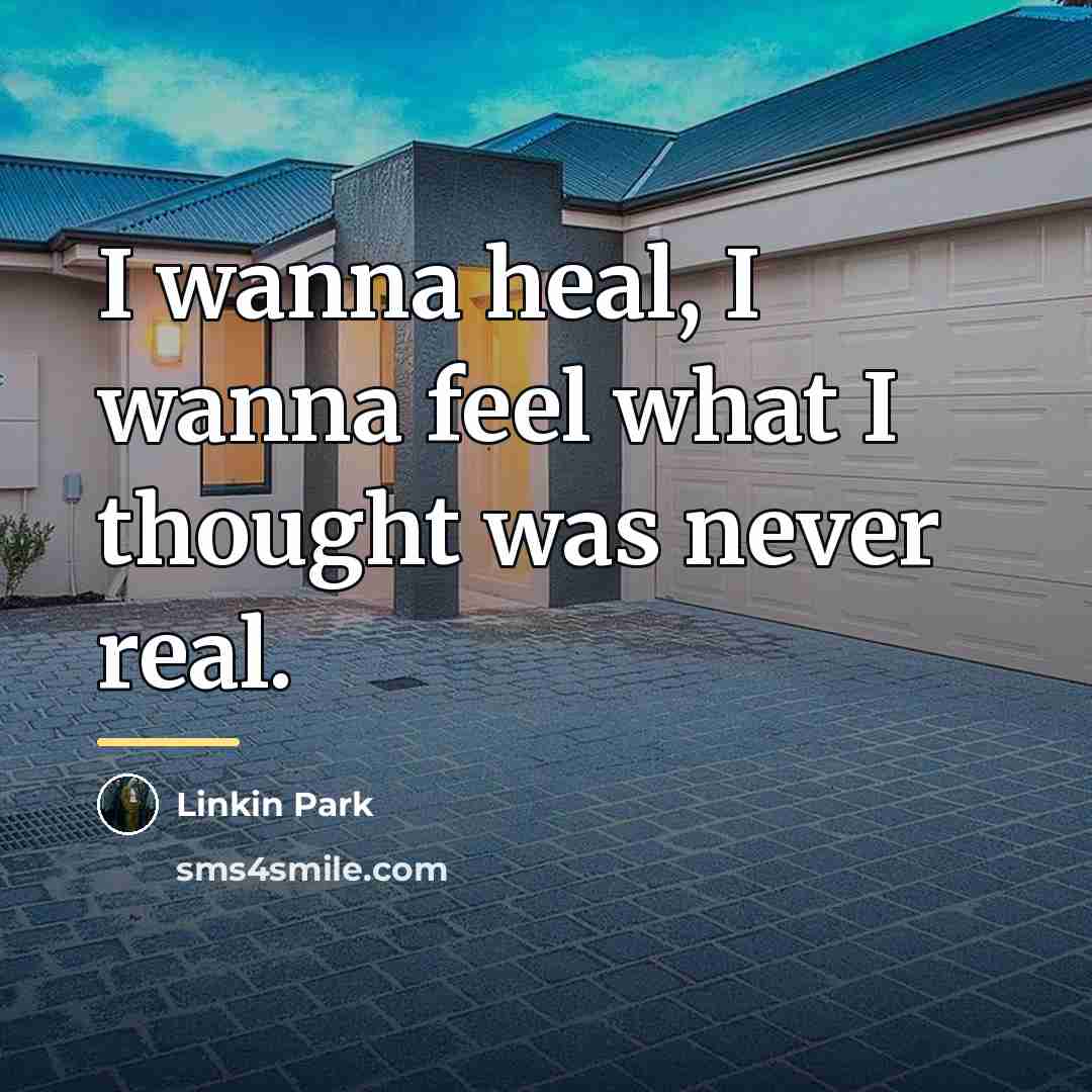“I wanna heal, I wanna feel what I thought was…” quote by Linkin Park