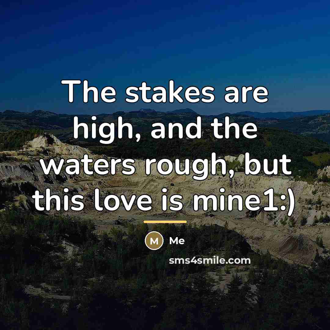 “The stakes are high, and the waters rough, but this…” quote by Me