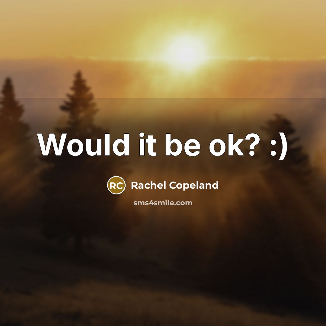 “Would it be ok? :)…” quote by Rachel Copeland