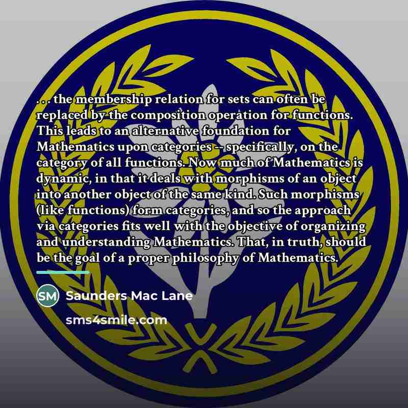 “. . . the membership relation for sets can often…” quote by Saunders Mac Lane