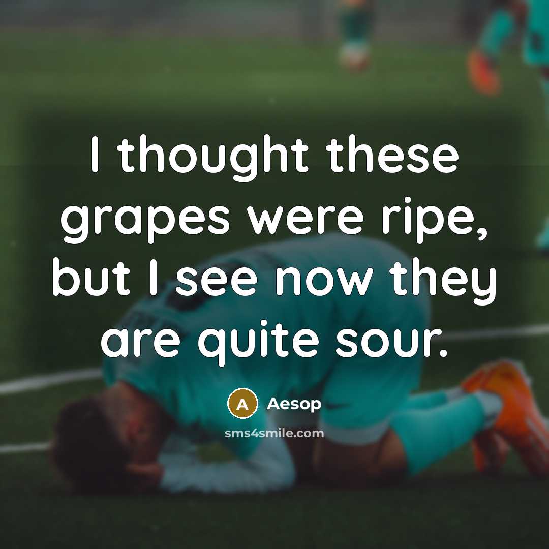 “I thought these grapes were ripe, but I see now…” quote by Aesop