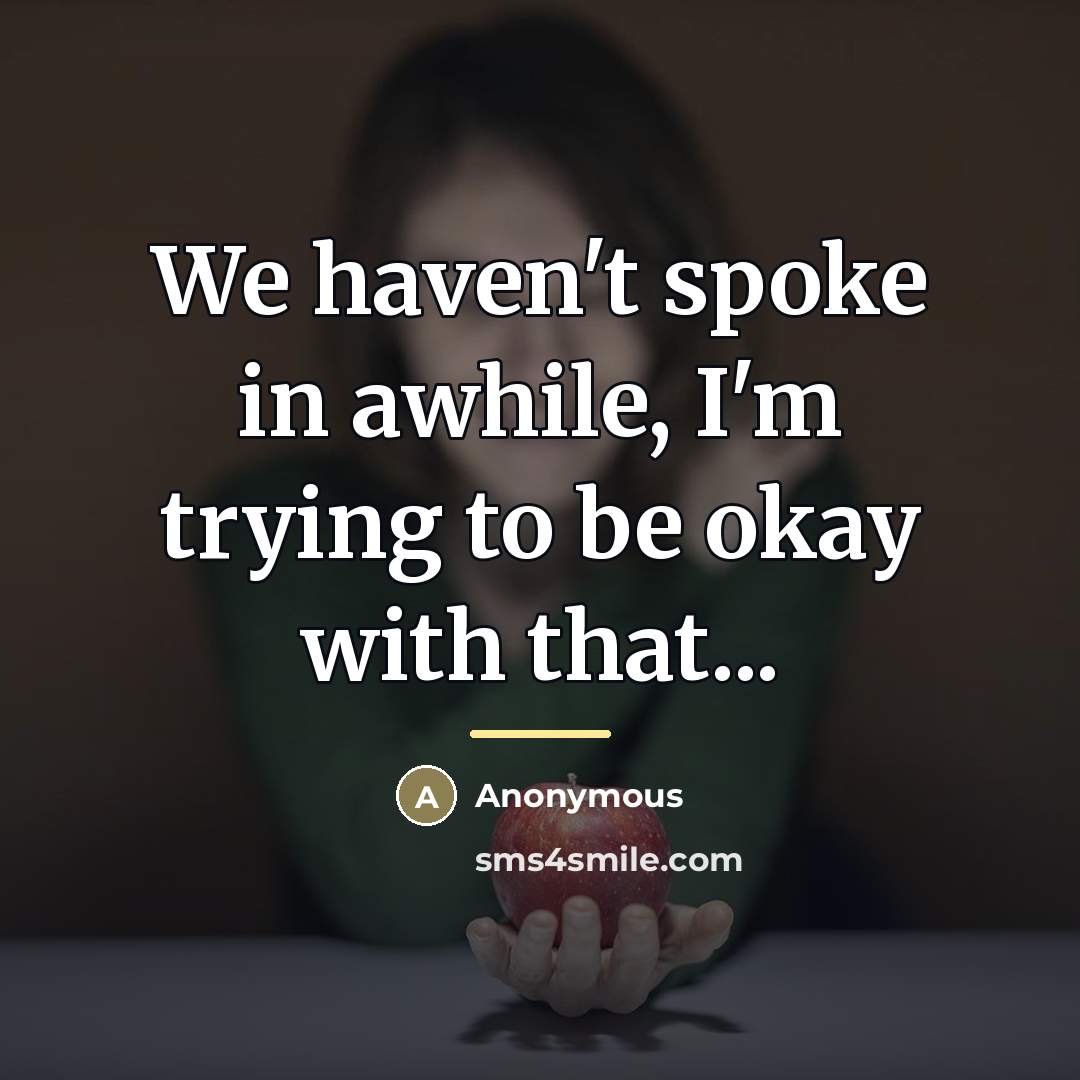 “We haven't spoke in awhile, I'm trying to be okay…” quote by Anonymous