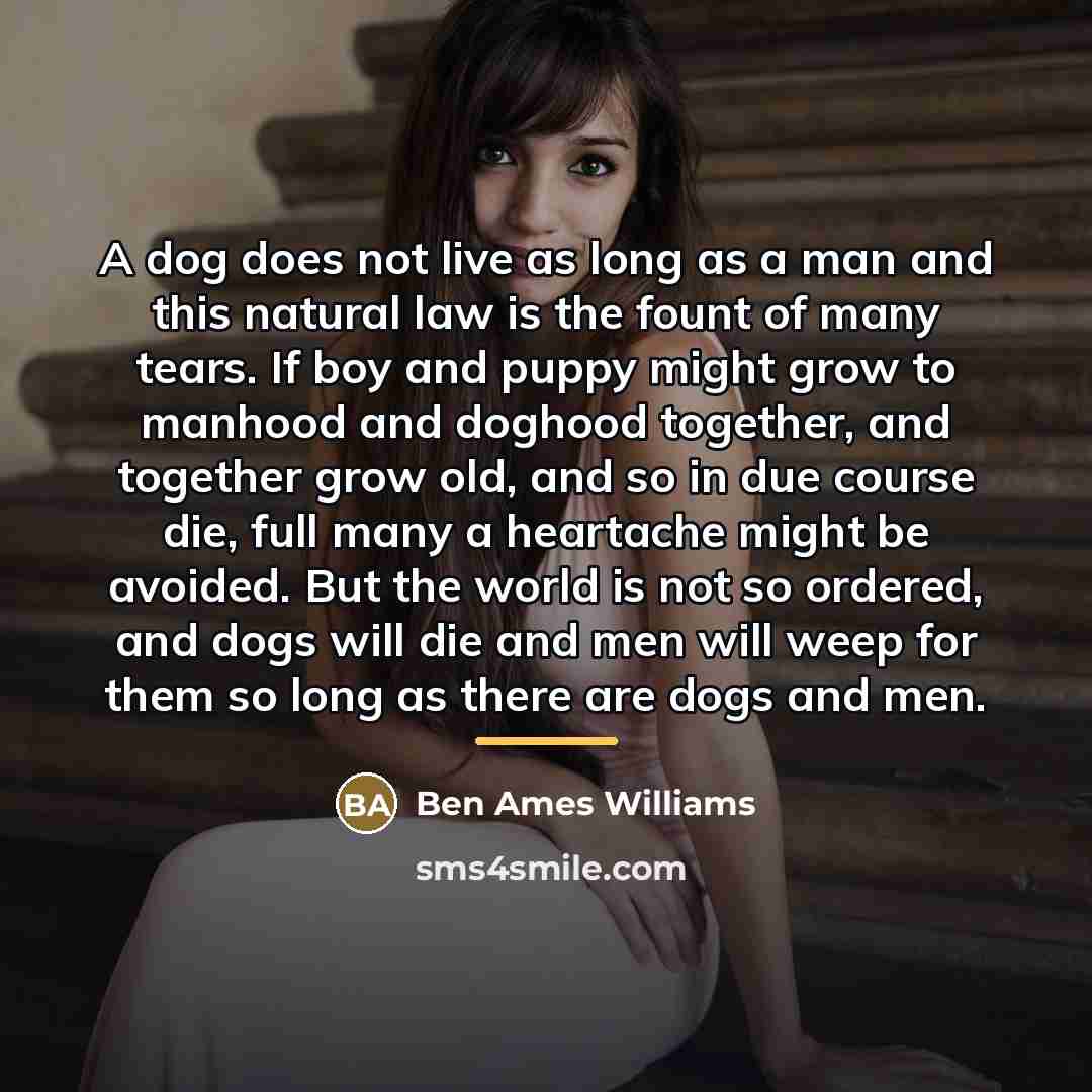 “A dog does not live as long as a man…” quote by Ben Ames Williams