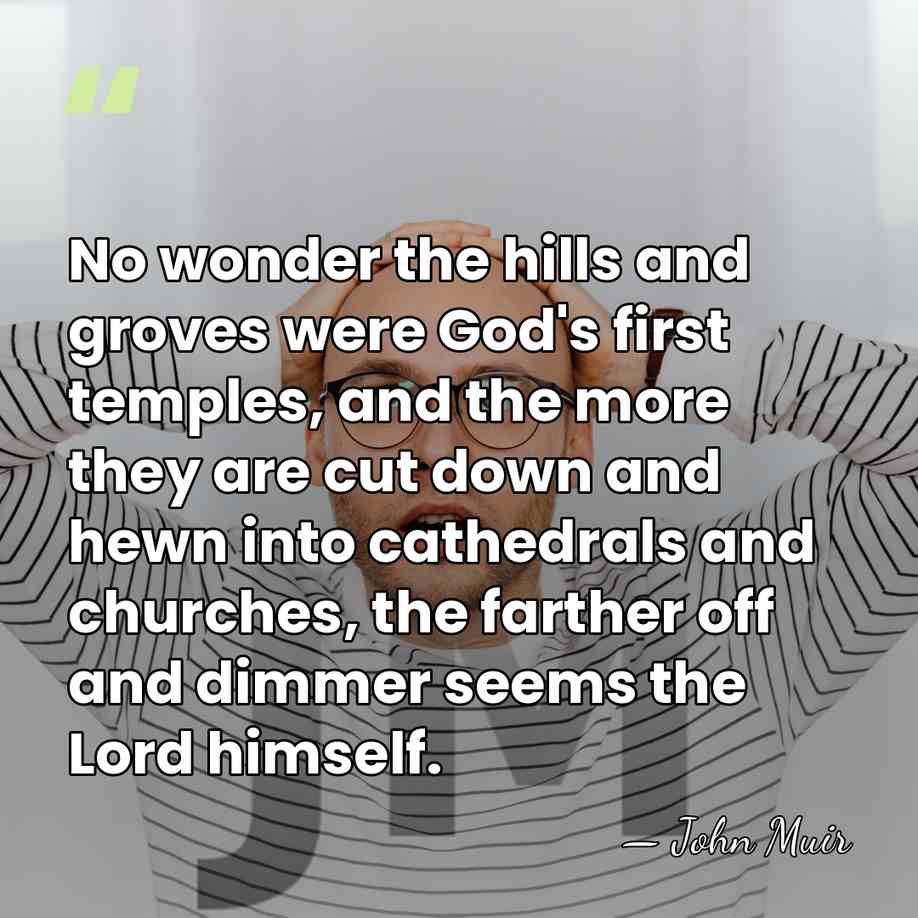 No wonder the hills and groves were God's first temples, and the&hellip; - John Muir