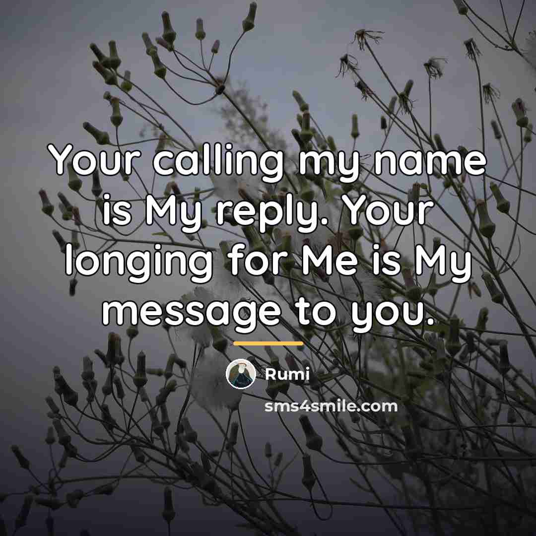 “Your calling my name is My reply. Your longing for…” quote by Rumi