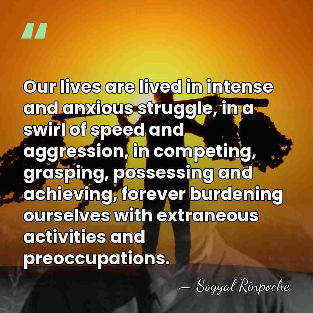 Our lives are lived in intense and anxious struggle, in a swirl&hellip; - Sogyal Rinpoche