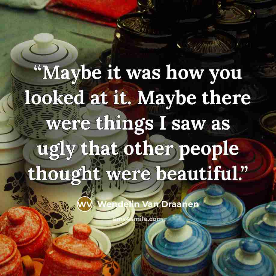 “Maybe it was how you looked at it. Maybe there were things I saw as ugly that other people thought were beautiful.” quote by Wendelin Van Draanen