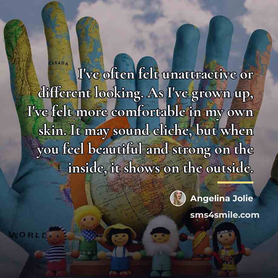 “I've often felt unattractive or different looking. As I've grown…” quote by Angelina Jolie