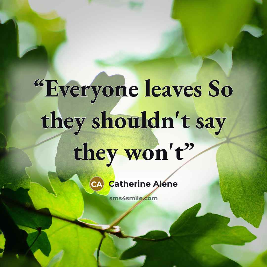 “Everyone leaves So they shouldn't say they won't” quote by Catherine Alene