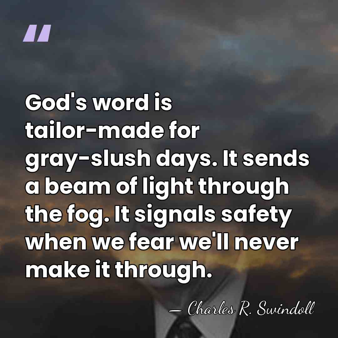 God's word is tailor-made for gray-slush days. It sends a beam of&hellip; - Charles R. Swindoll