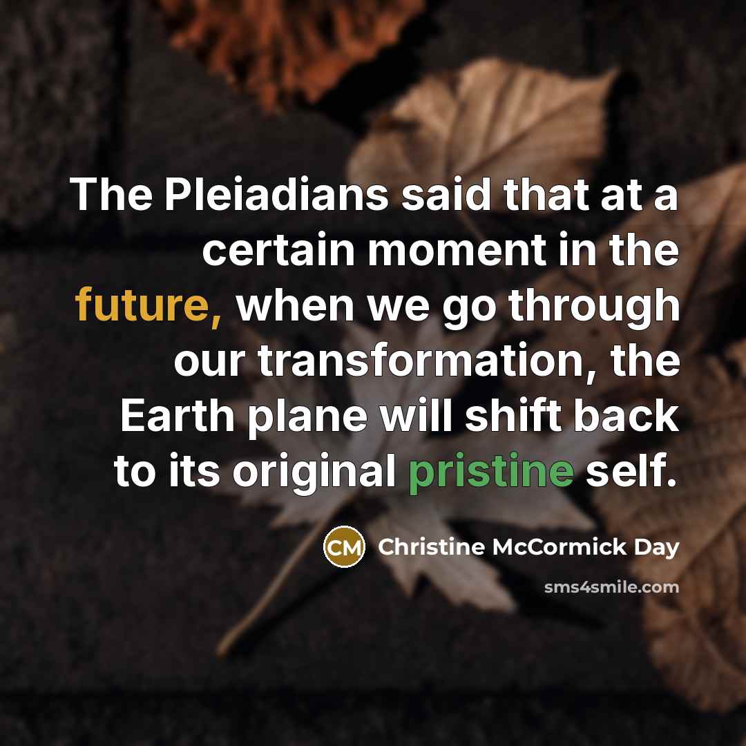 “The Pleiadians said that at a certain moment in the…” quote by Christine McCormick Day