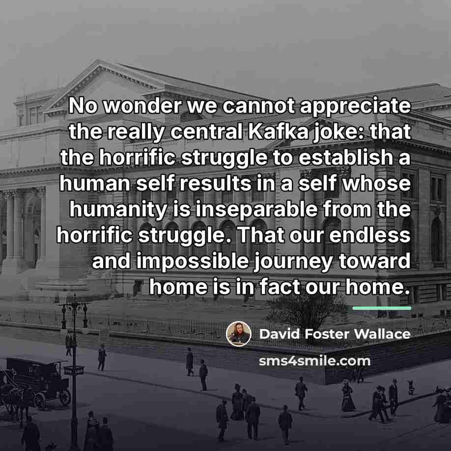 “No wonder we cannot appreciate the really central Kafka joke:…” quote by David Foster Wallace
