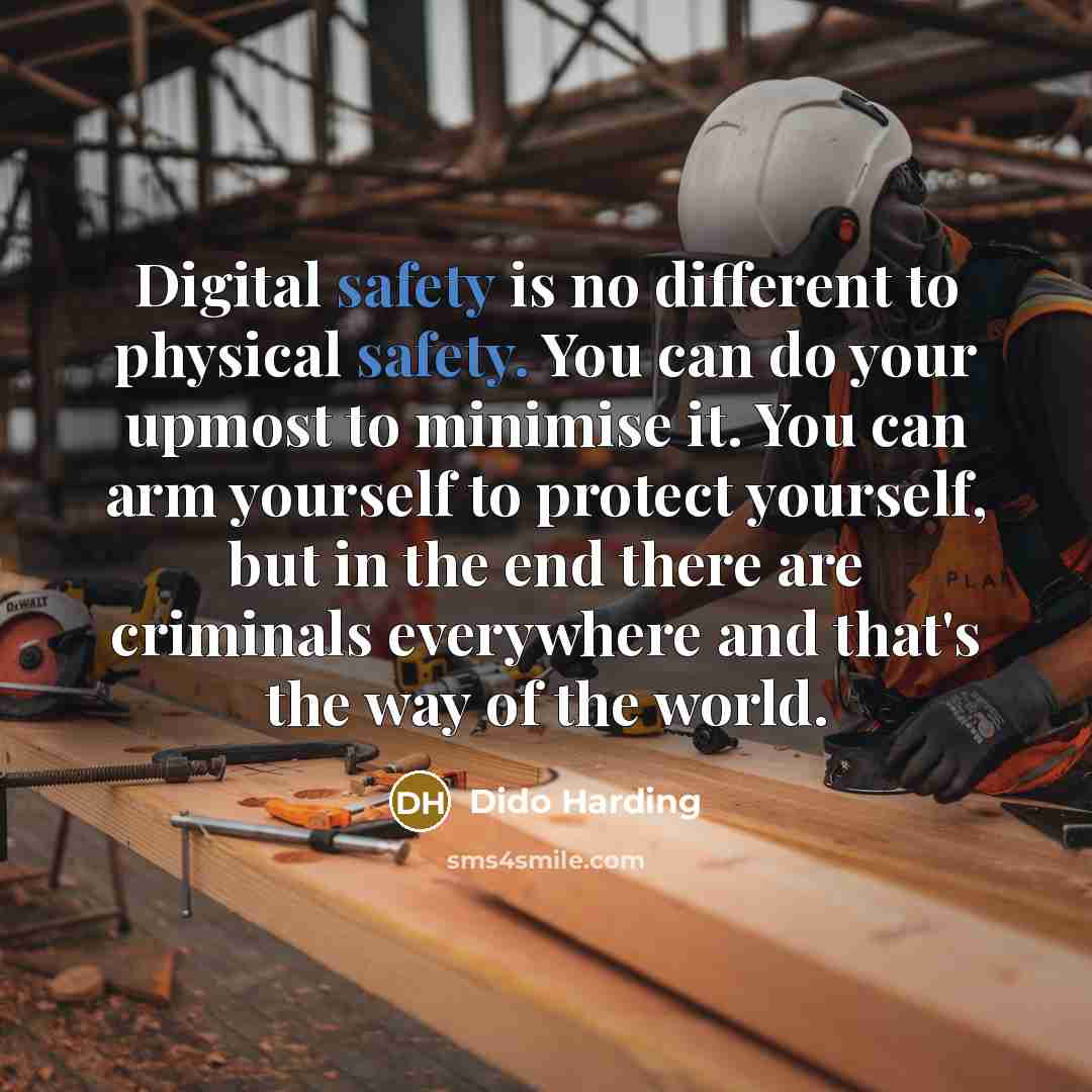 “Digital safety is no different to physical safety. You can…” quote by Dido Harding