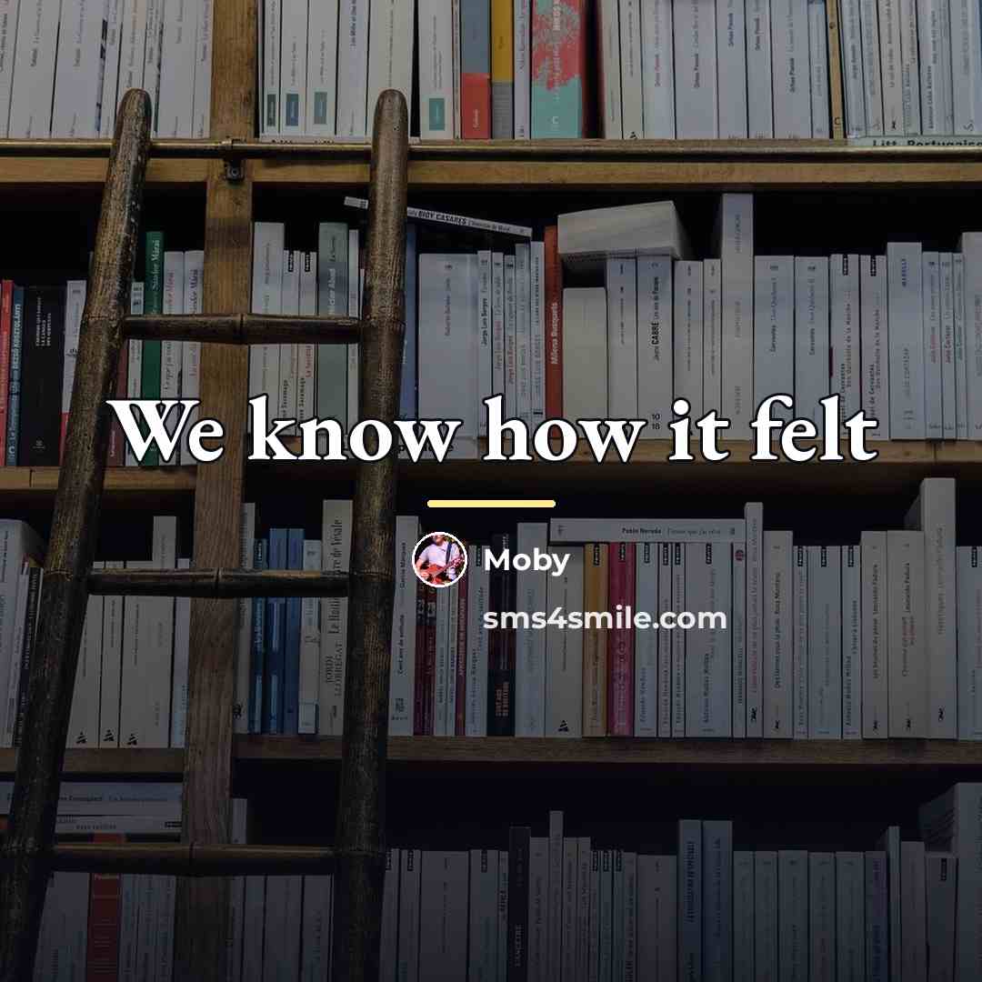 “We know how it felt…” quote by Moby
