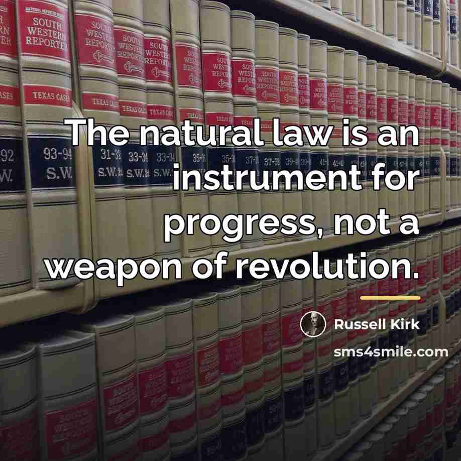 “The natural law is an instrument for progress, not a…” quote by Russell Kirk