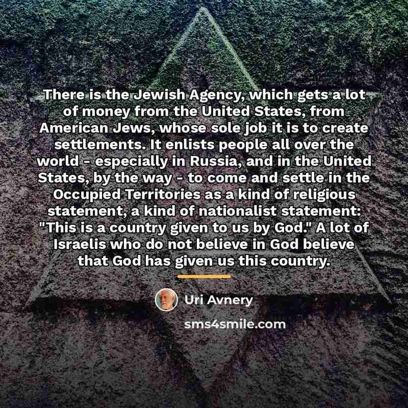 “There is the Jewish Agency, which gets a lot of…” quote by Uri Avnery