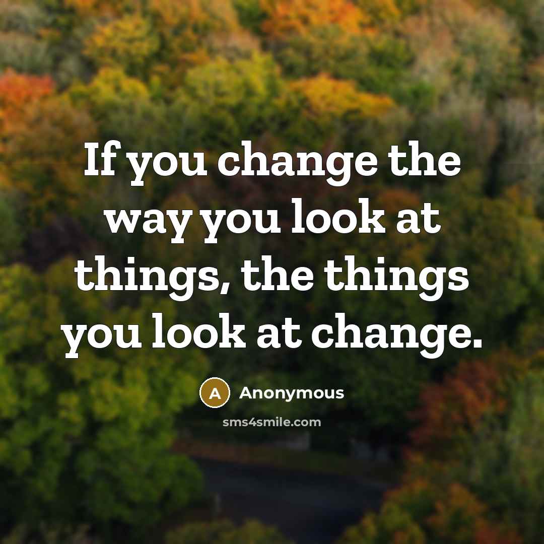 “If you change the way you look at things, the…” quote by Anonymous