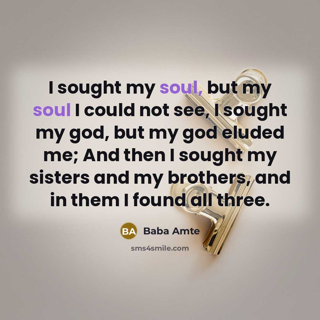 “I sought my soul, but my soul I could not…” quote by Baba Amte