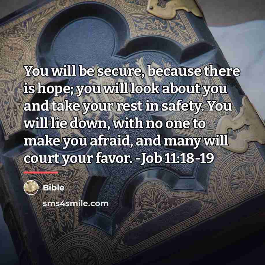 “You will be secure, because there is hope; you will…” quote by Bible