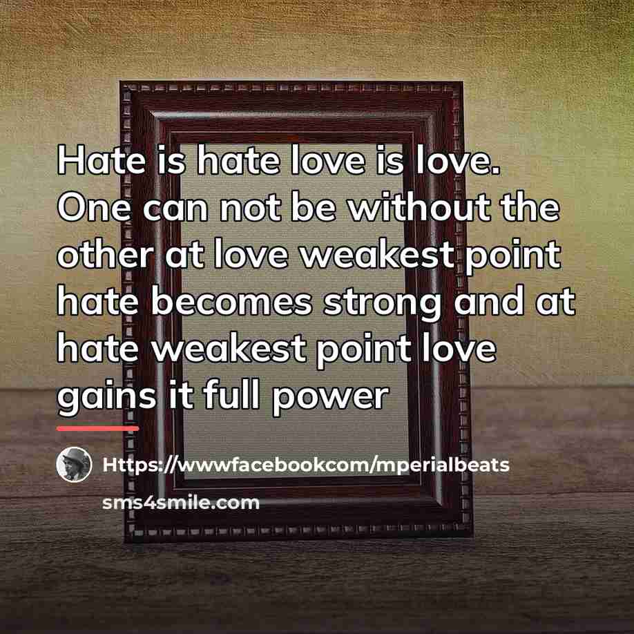 “Hate is hate love is love. One can not be…” quote by Https://wwwfacebookcom/mperialbeats
