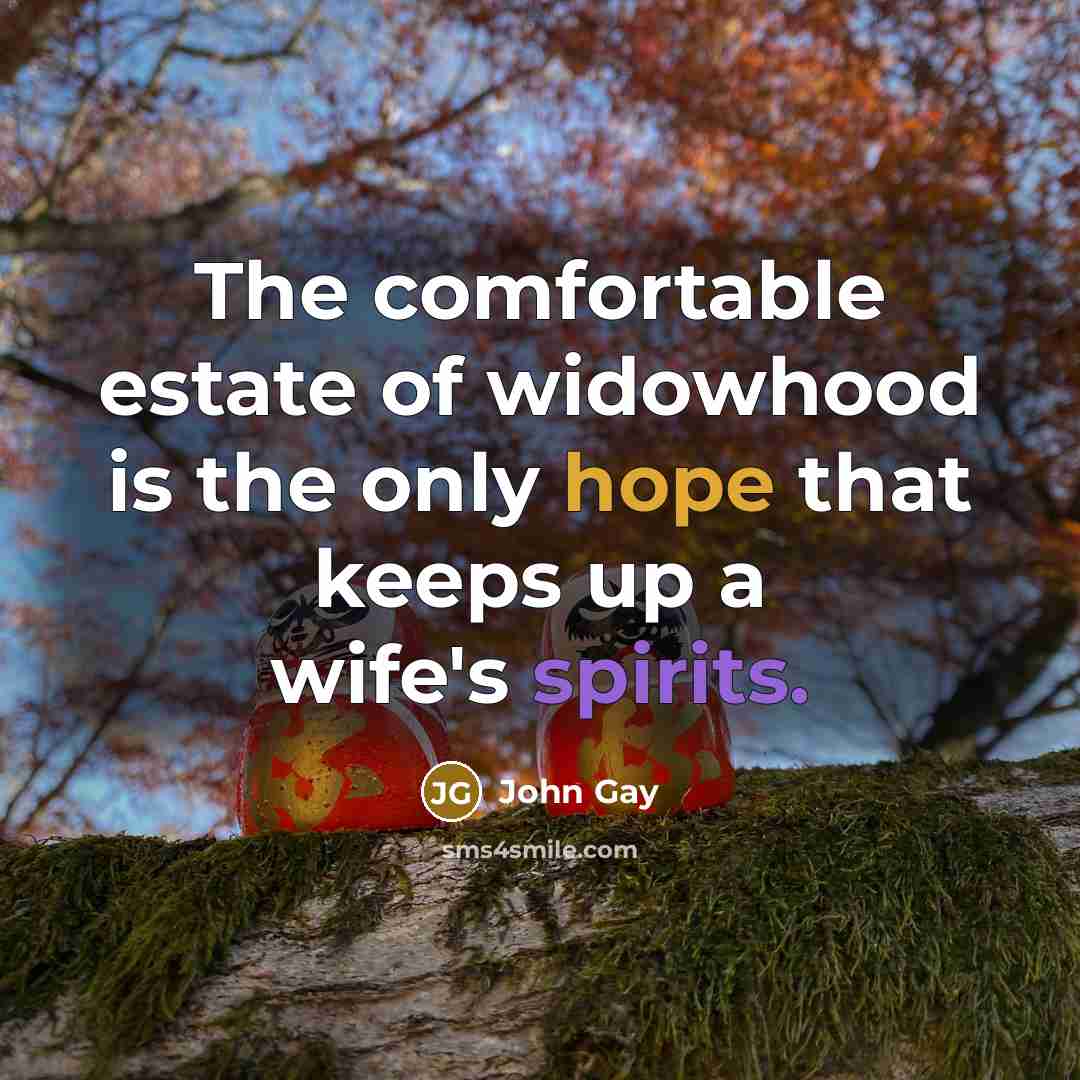 “The comfortable estate of widowhood is the only hope that…” quote by John Gay