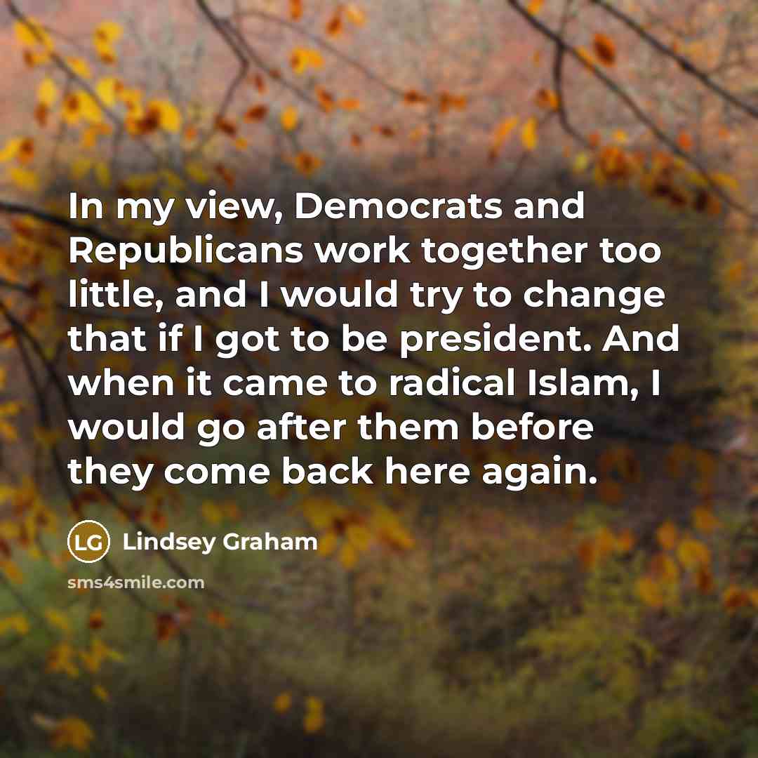 “In my view, Democrats and Republicans work together too little,…” quote by Lindsey Graham