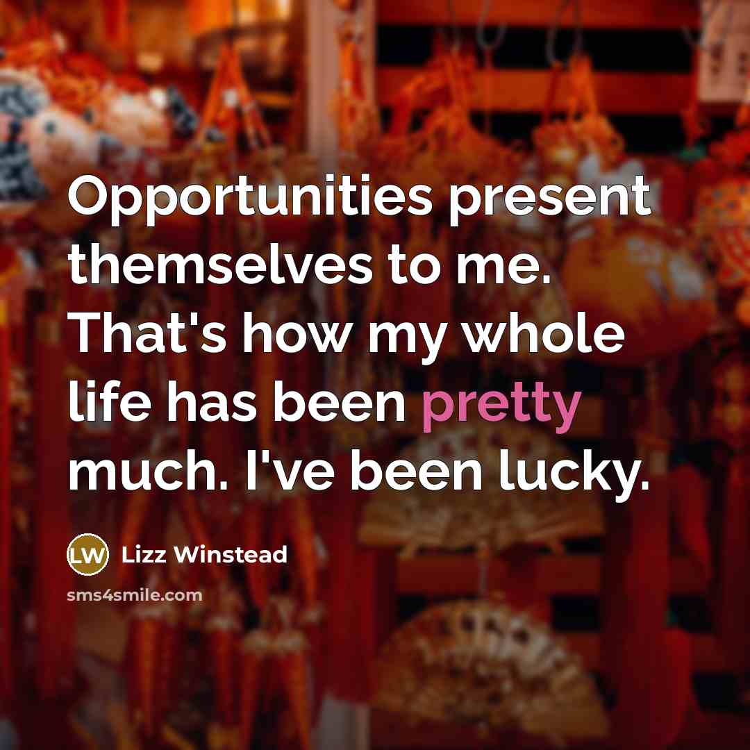 “Opportunities present themselves to me. That's how my whole life…” quote by Lizz Winstead