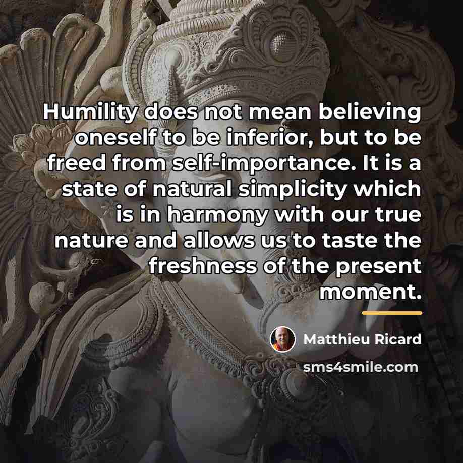 “Humility does not mean believing oneself to be inferior, but…” quote by Matthieu Ricard