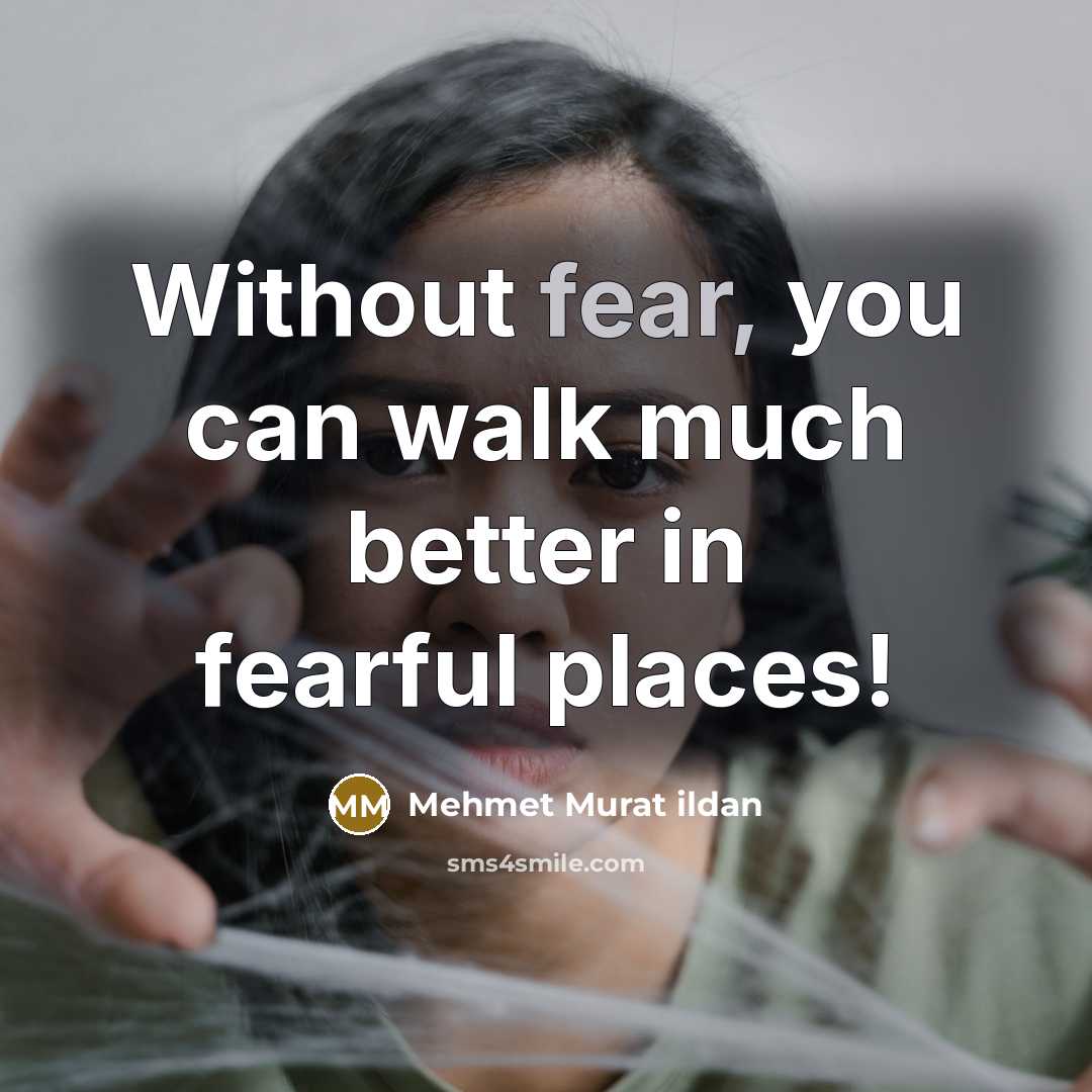 “Without fear, you can walk much better in fearful places!…” quote by Mehmet Murat Ildan