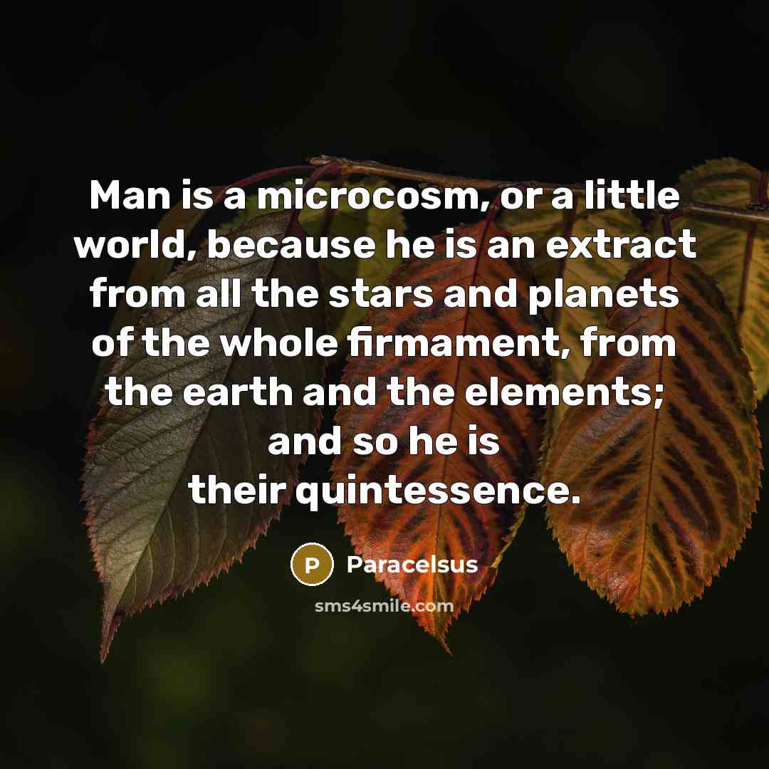 “Man is a microcosm, or a little world, because he…” quote by Paracelsus