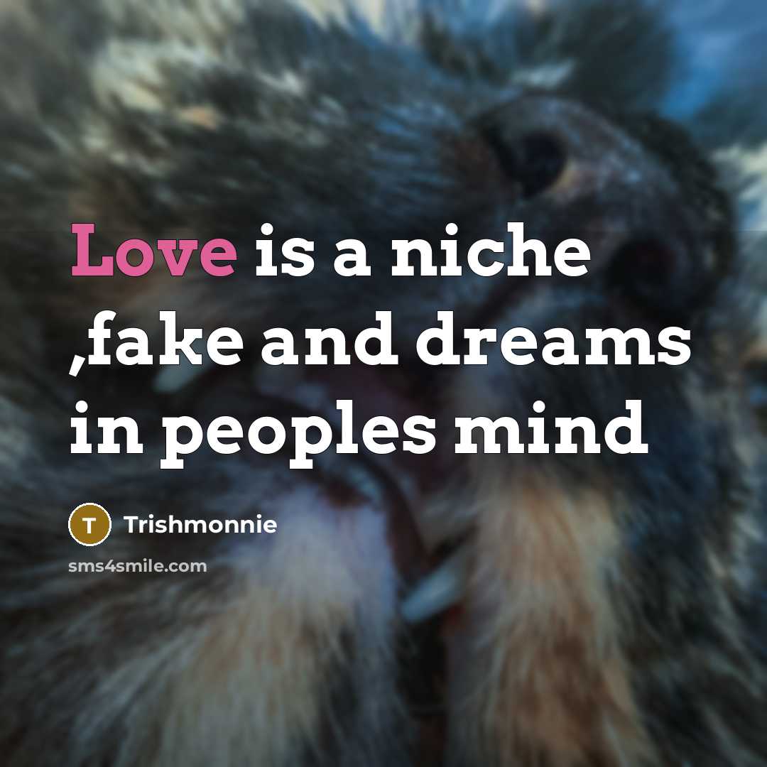 “Love is a niche ,fake and dreams in peoples mind…” quote by Trishmonnie