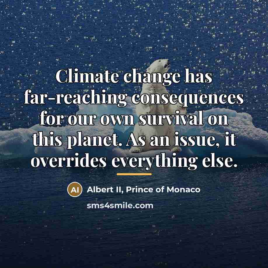 “Climate change has far-reaching consequences for our own survival on…” quote by Albert II, Prince of Monaco