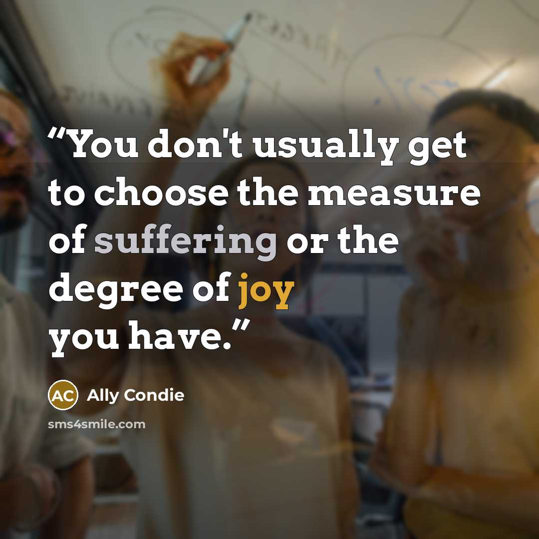 “You don't usually get to choose the measure of suffering or the degree of joy you have.” quote by Ally Condie