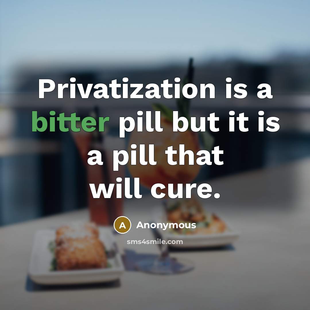 “Privatization is a bitter pill but it is a pill that will cure.” quote by Anonymous