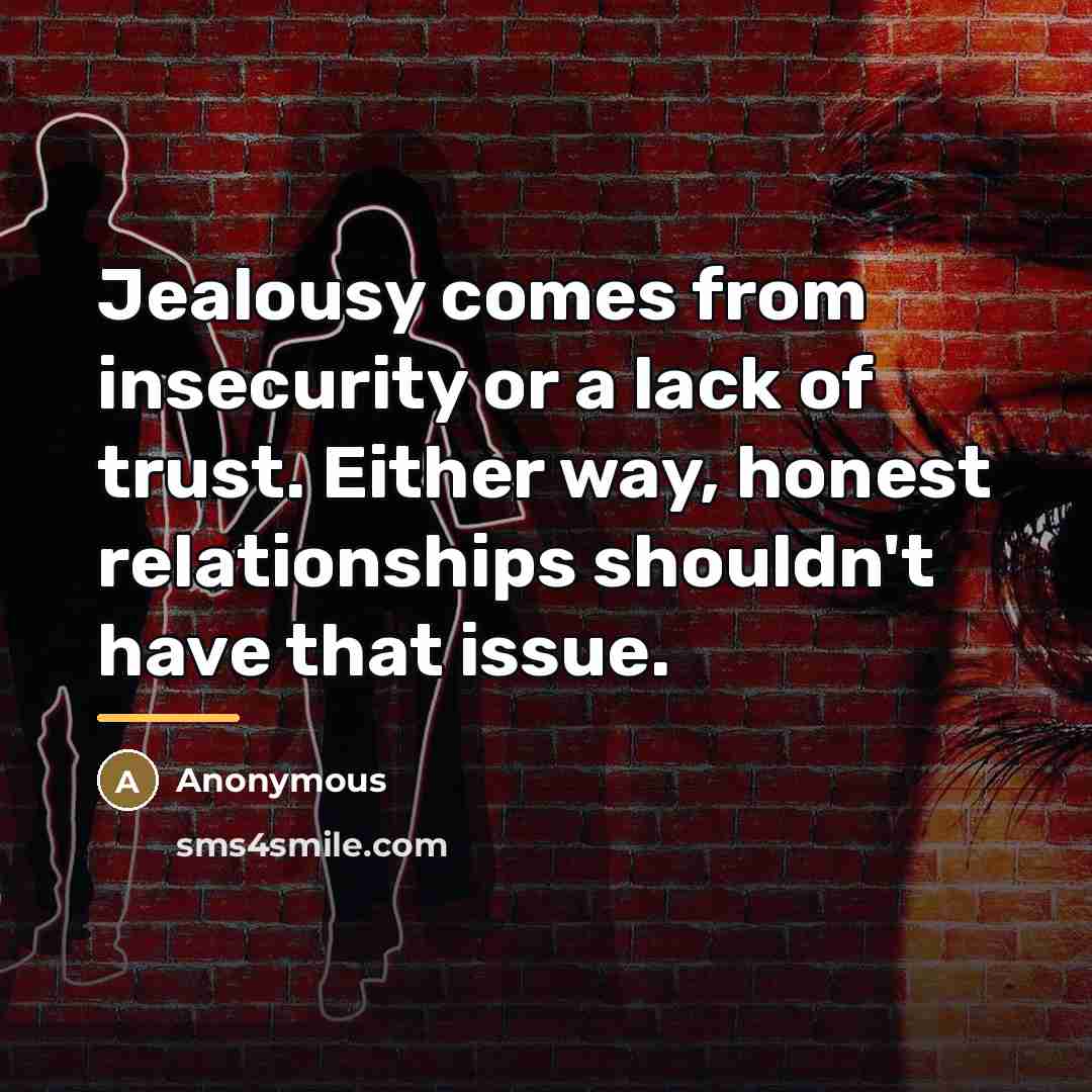 “Jealousy comes from insecurity or a lack of trust. Either…” quote by Anonymous