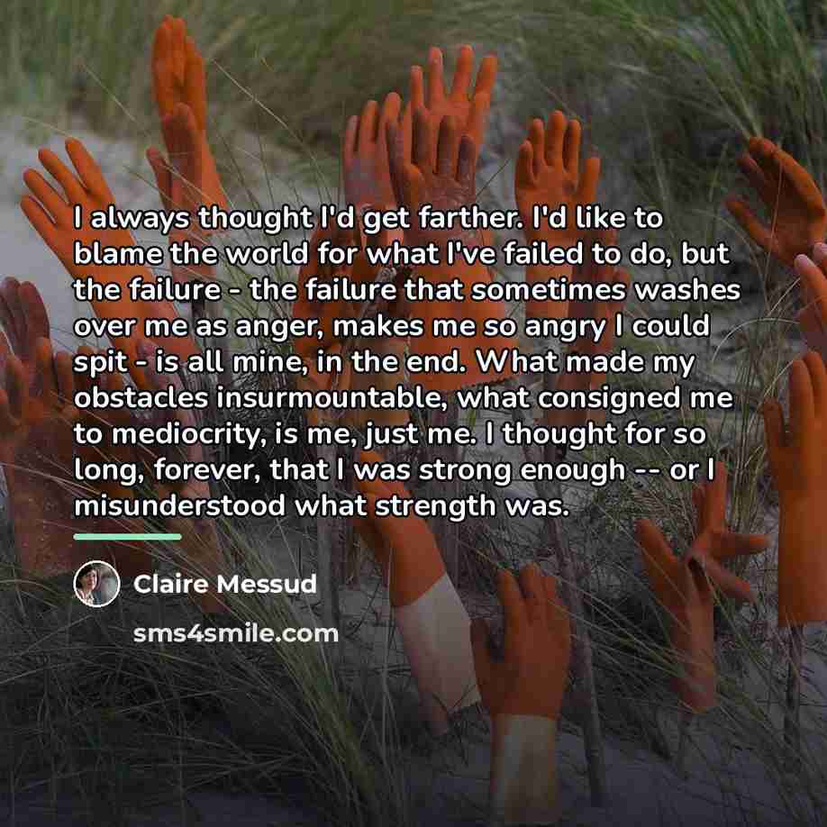 “I always thought I'd get farther. I'd like to blame…” quote by Claire Messud