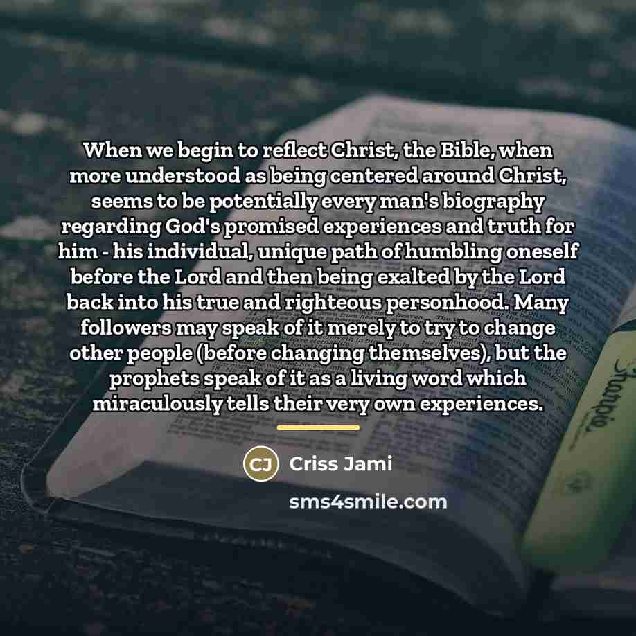 “When we begin to reflect Christ, the Bible, when more…” quote by Criss Jami