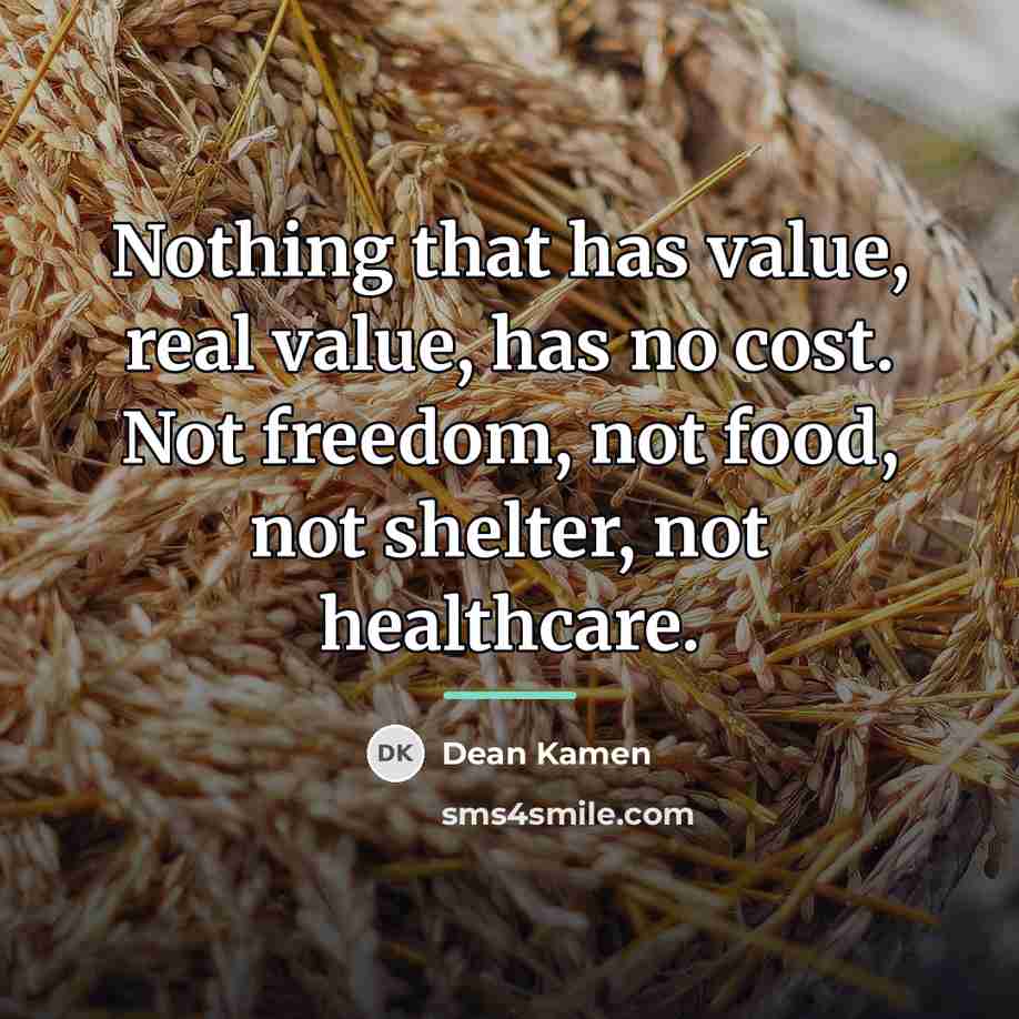 “Nothing that has value, real value, has no cost. Not…” quote by Dean Kamen