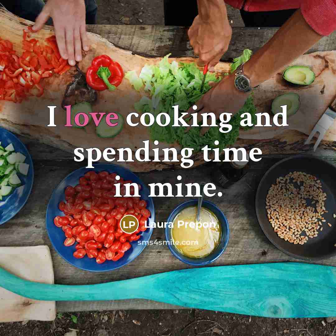 “I love cooking and spending time in mine.…” quote by Laura Prepon