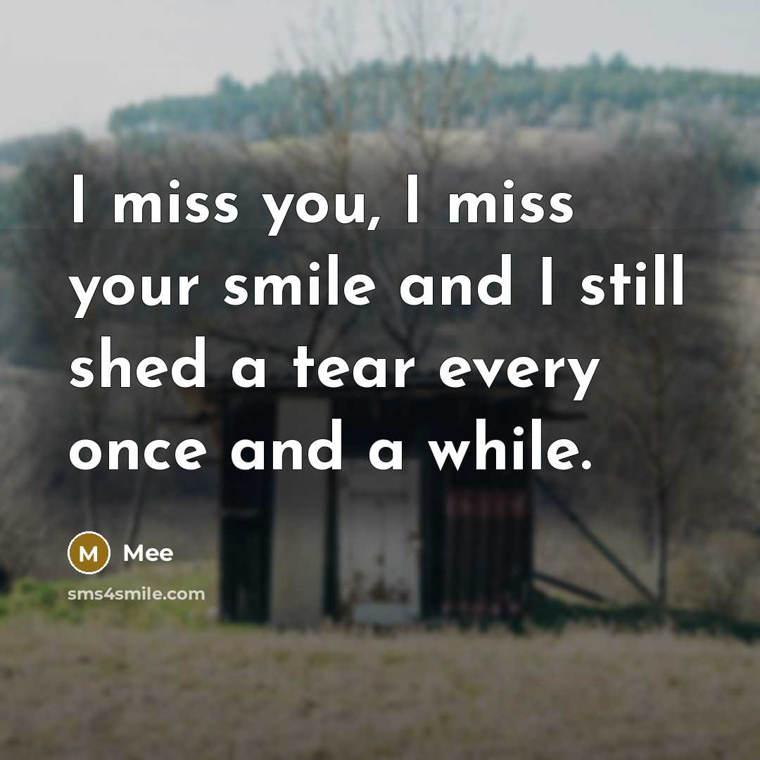 “I miss you, I miss your smile and I still shed a tear every once and a while.” quote by Mee