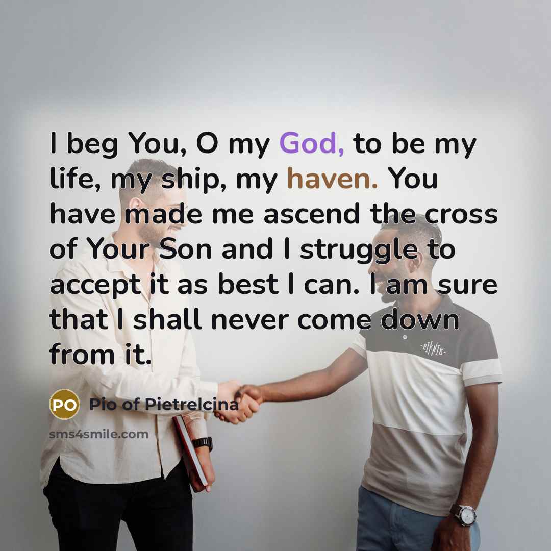“I beg You, O my God, to be my life,…” quote by Pio of Pietrelcina