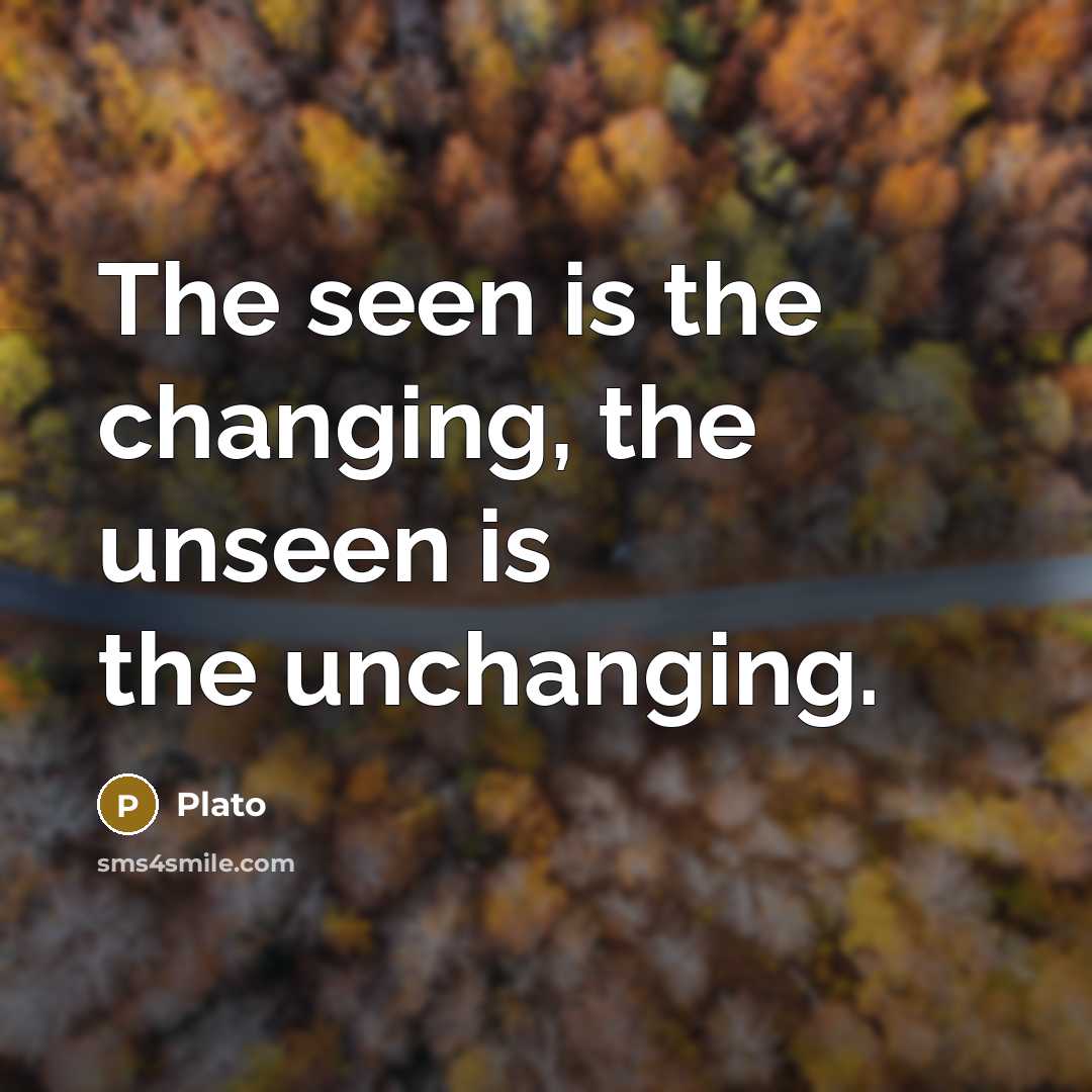 “The seen is the changing, the unseen is the unchanging.…” quote by Plato