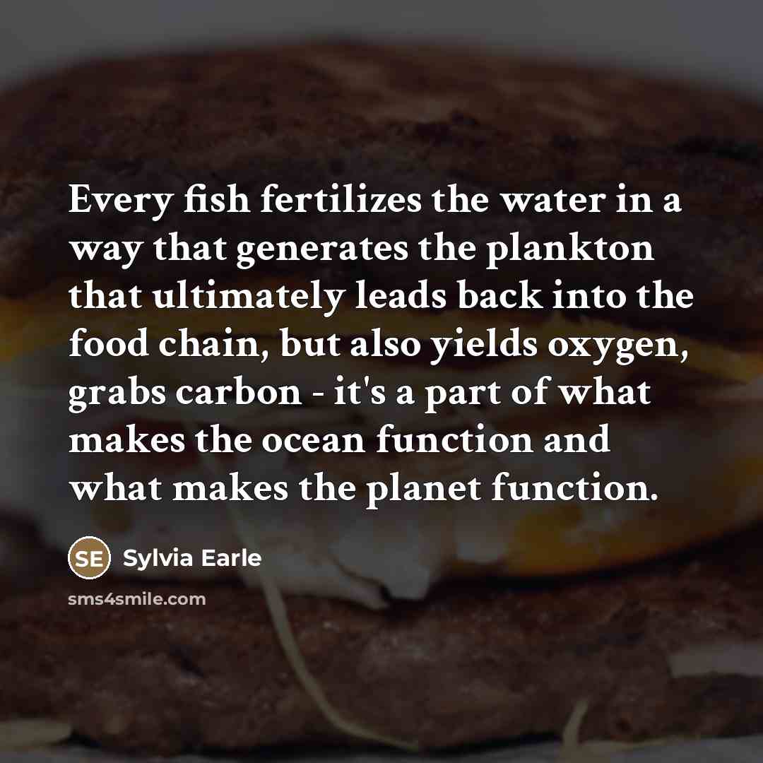 “Every fish fertilizes the water in a way that generates…” quote by Sylvia Earle