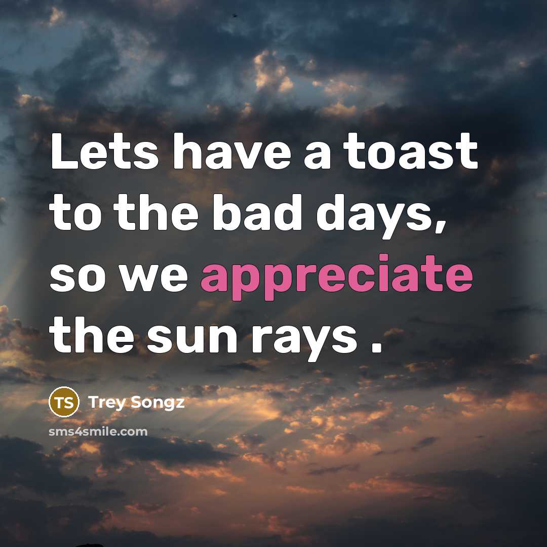 “Lets have a toast to the bad days, so we…” quote by Trey Songz