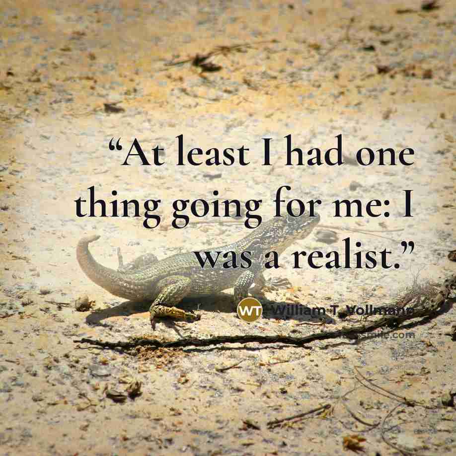 “At least I had one thing going for me: I was a realist.” quote by William T. Vollmann