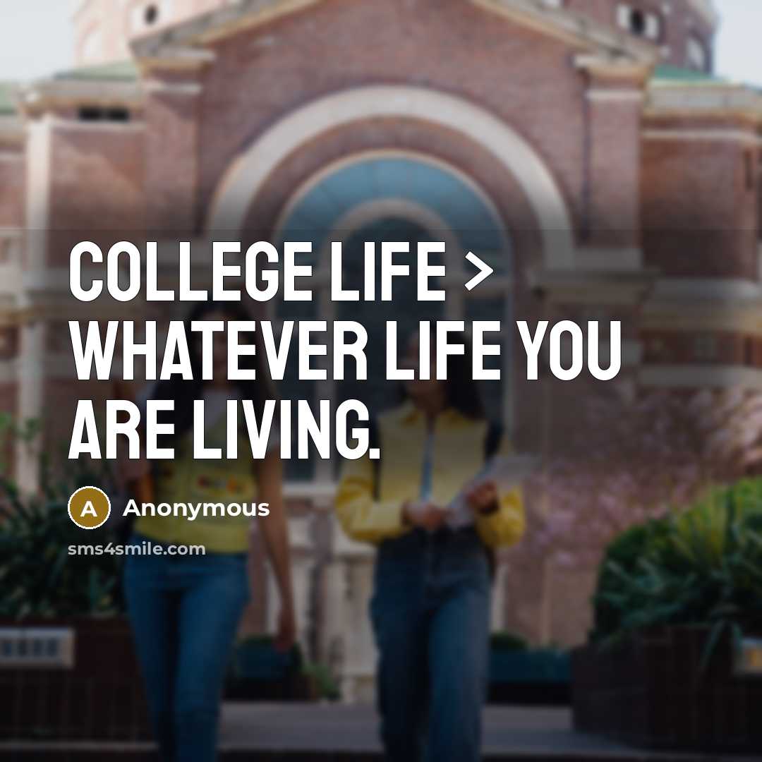 “College life > whatever life you are living.…” quote by Anonymous
