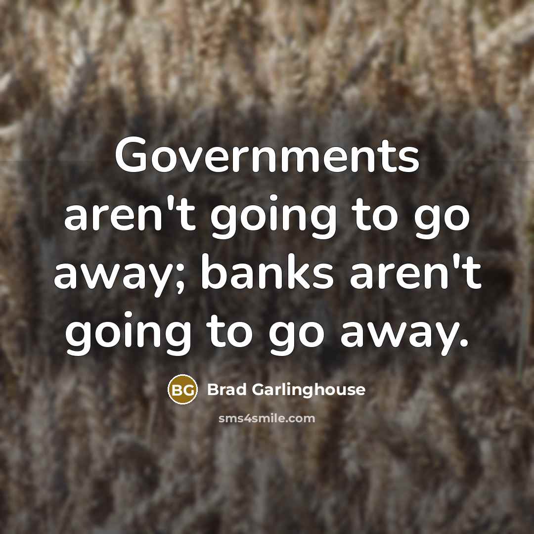 “Governments aren't going to go away; banks aren't going to…” quote by Brad Garlinghouse