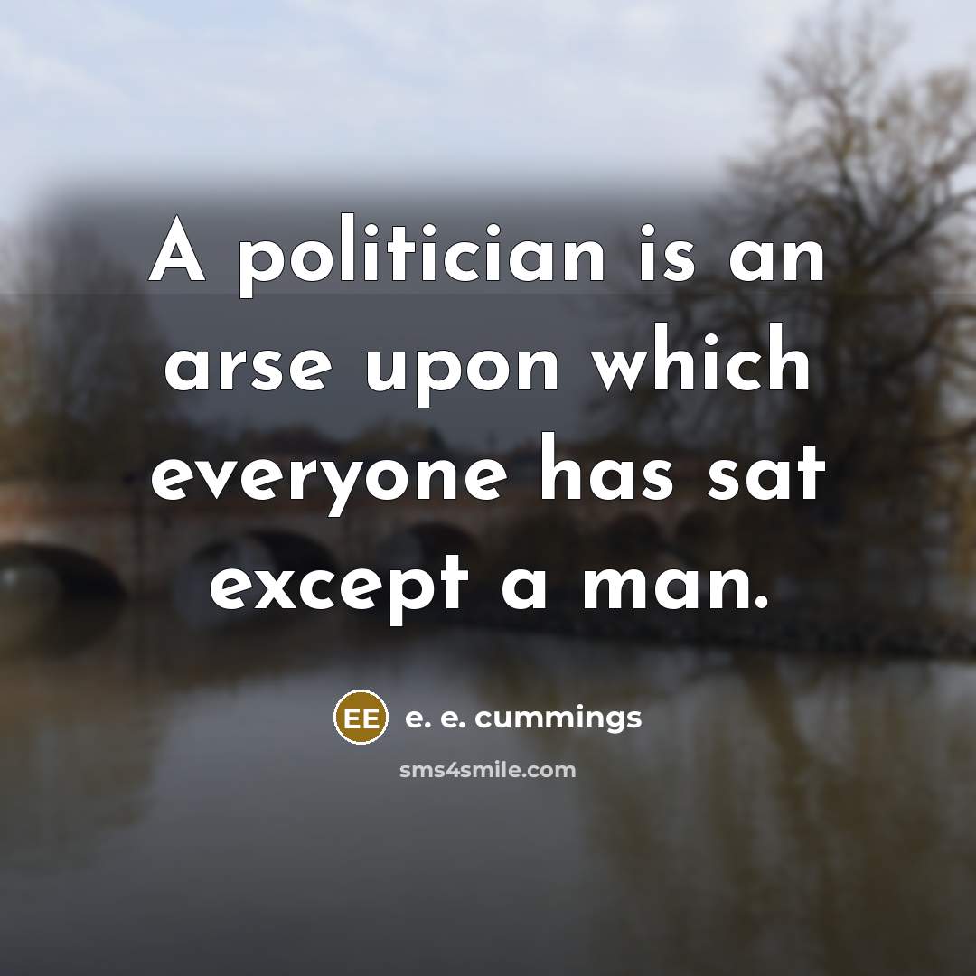 “A politician is an arse upon which everyone has sat except a man.” quote by e. e. cummings